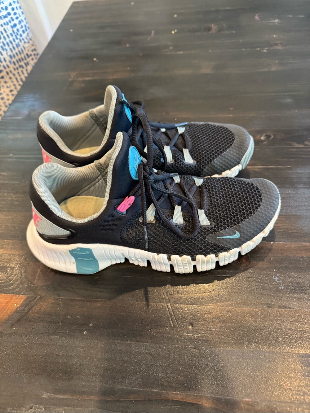 Nike Black Sneakers with Pink & Teal Accents